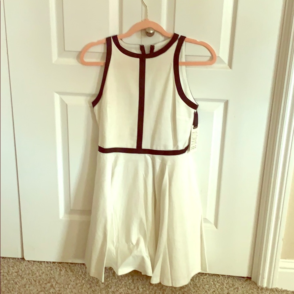 White and black skater dress
